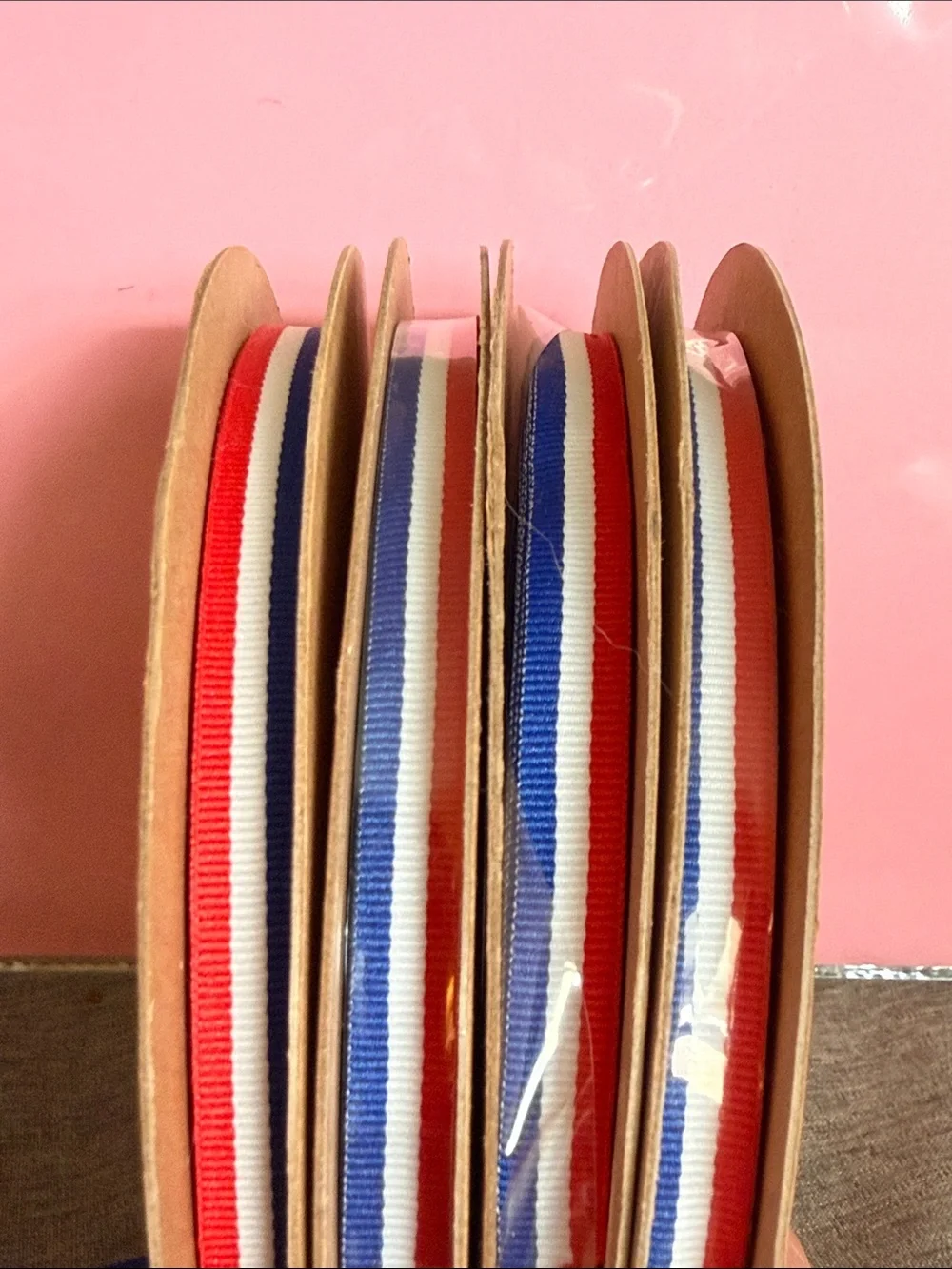 Red White Blue Striped Grosgrain Ribbon - Patriotic Craft Ribbon 4 rolls set